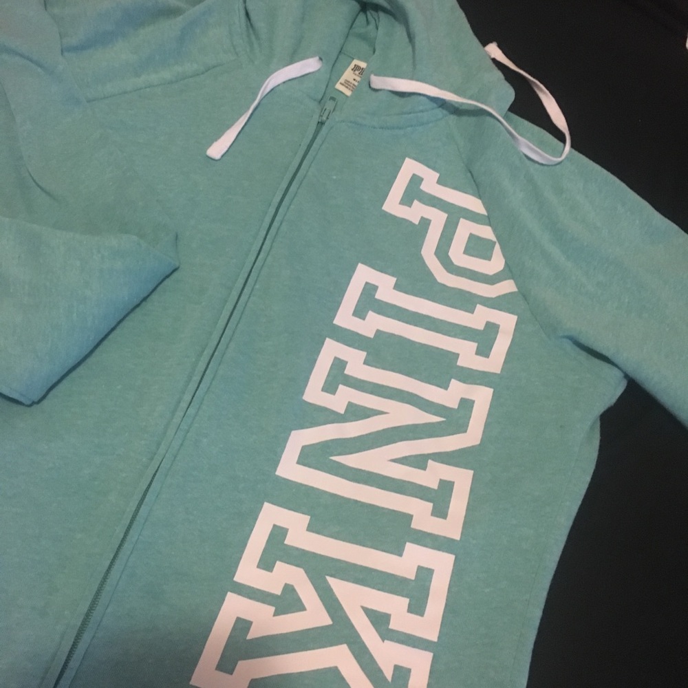 VS Pink Bleach Teal Outfit ! Full zip and Joggers